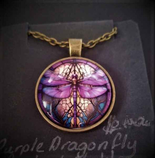 Purple Dragonfly Pendant - Pedlar's Attic