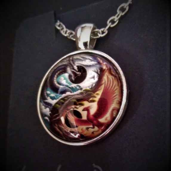 Orange and White Ying Yang Pendant - Pedlar's Attic