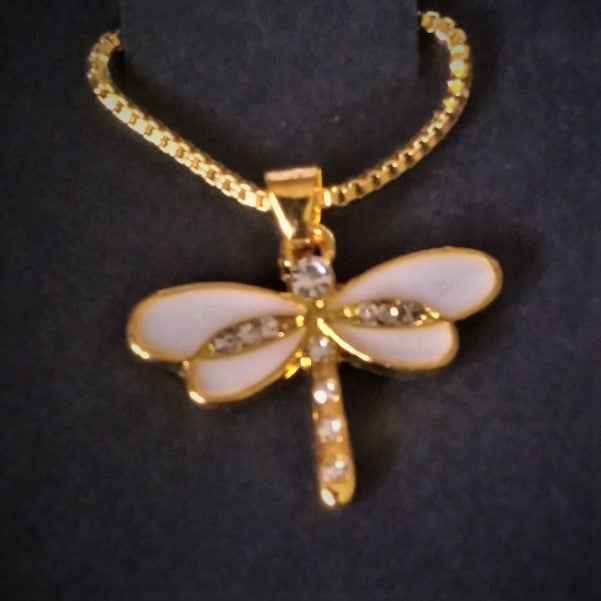 Ethereal Elegance Dragonfly Pendant β Handcrafted with Shimmering Gemstones - Pedlar's Attic
