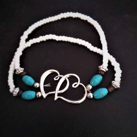 Beaded Double Heart - Pedlar's Attic