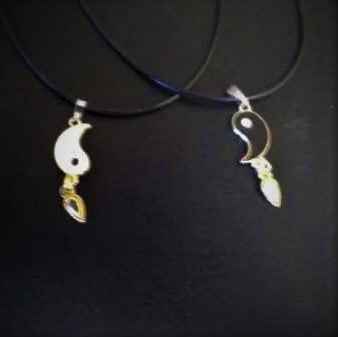 Corded set of Ying Yang freindship necklaces - Pedlar's Attic