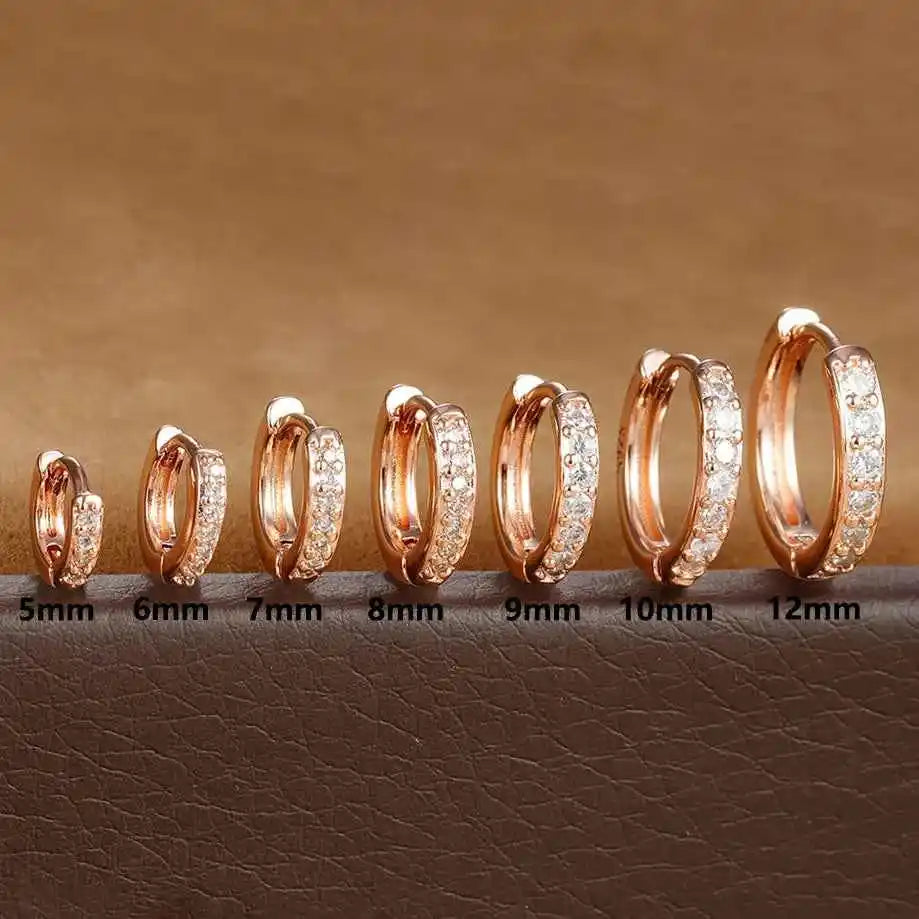 1Pair Stainless Steel Huggie Minimal Hoop Earrings Little Crystal Zirconia Thin Helix Tragus Cartilage Earrings Piercing Jewelry - Pedlar's Attic