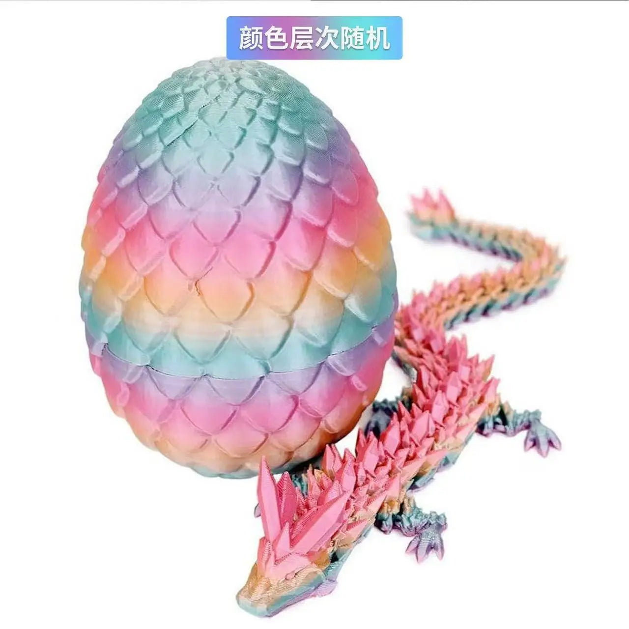 13cm high 3D Printed Dragon Egg with 30cm Dragon Full Articulated Dragon Modle Movable Rotatable Articulated Desktop Ornament