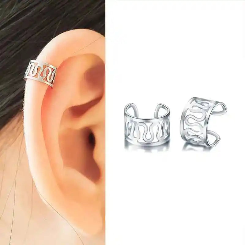 Shiny Silver Crystal Tassel Cuff Earring - Non-Piercing Rhinestone Star Clip-On Jewelry for Women - Pedlar's Attic