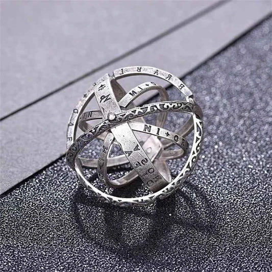 Vintage Astronomical Ball Alloy Men's and Women's Rings Creative Complex Rotating Cosmic Ring Deformable Rotating Ring Necklace - Pedlar's Attic