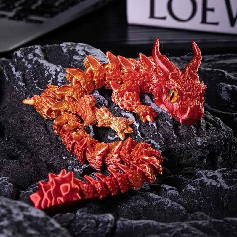 3D Printed Magic Dragon Movable Joint  Toy Rotatable Articulated Office Desktop Ornament Adults Kid Toy Crafts Gift - Pedlar's Attic