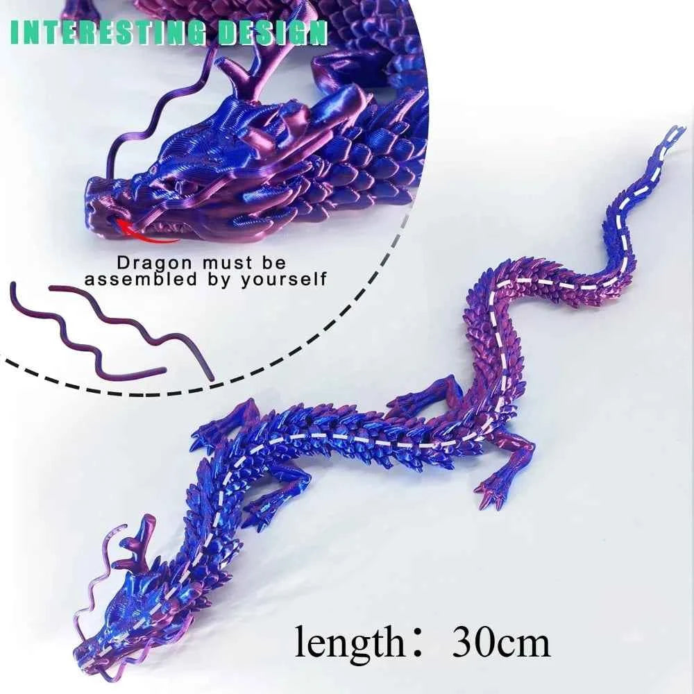 3D Printed Conjoined Dragon Ornaments Movable Cartoon Creative Dragon Plants rockery Fish Tank Landscaping Decoration 30cm - Pedlar's Attic