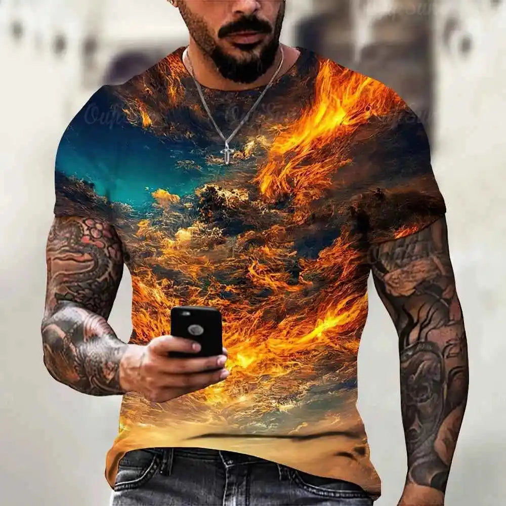 Men's T Shirt 3d Lightning Print - Pedlar's Attic