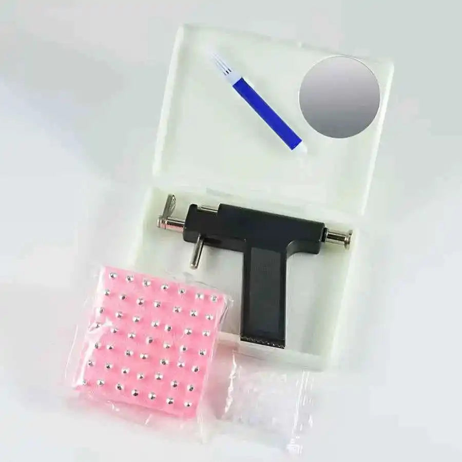 Professional Ear Piercing Gun Kit with 98pcs Stainless Steel Ear Studs-Safety Gun Piercing - Pedlar's Attic
