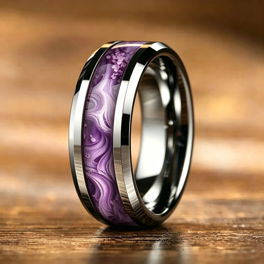 Stone Forge Ring — Agate & Stone Inlay Stainless Steel Band