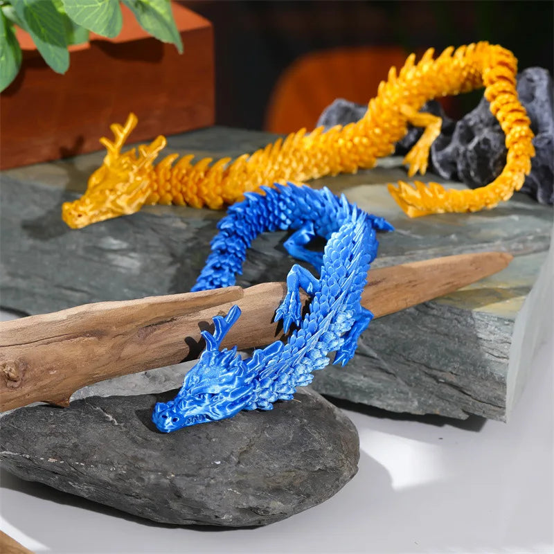 3D Printed Conjoined Dragon Ornaments, Movable Cartoon, Creative Dragon Plants, rockery, Fish Tank Landscaping Decoration, 30cm