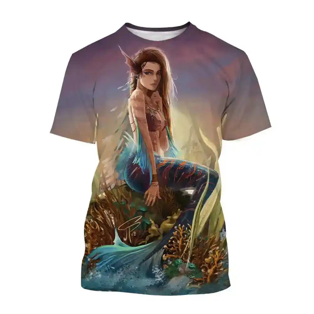 Siren's Call — 3D Mermaid & Ocean Print Tee