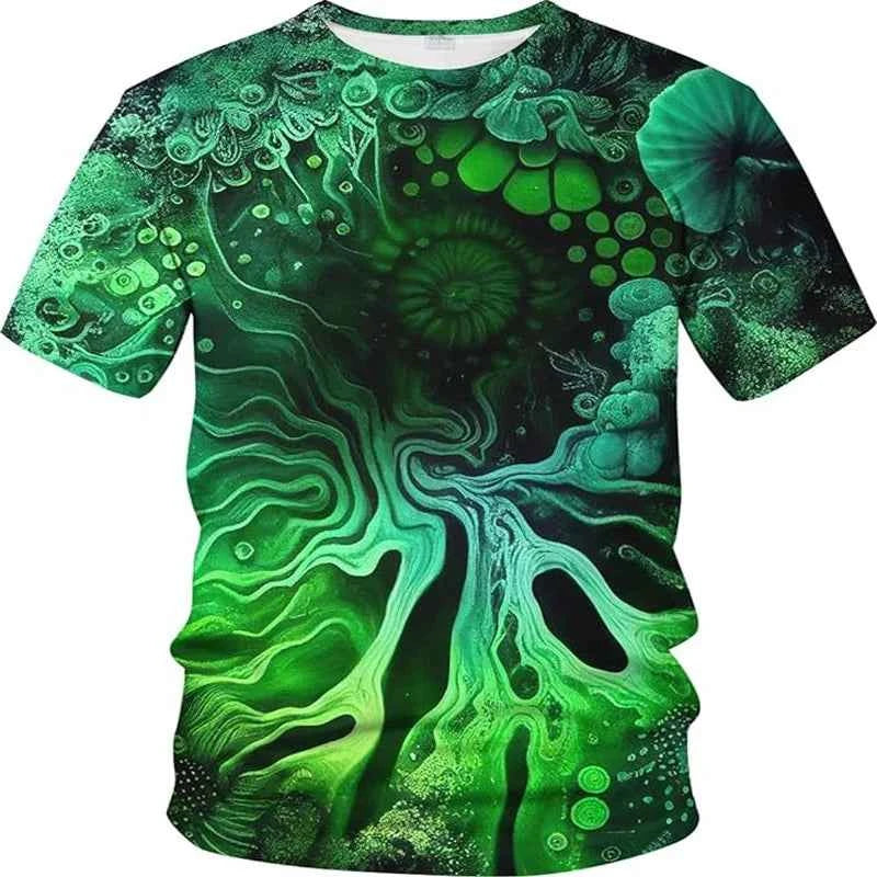 3D Printing Psychedelic T Shirt Neon Shirt Men And Women Gradient Color Tie-dye Pattern Tshirt O Neck Casual Short Sleeve Tops - Pedlar's Attic