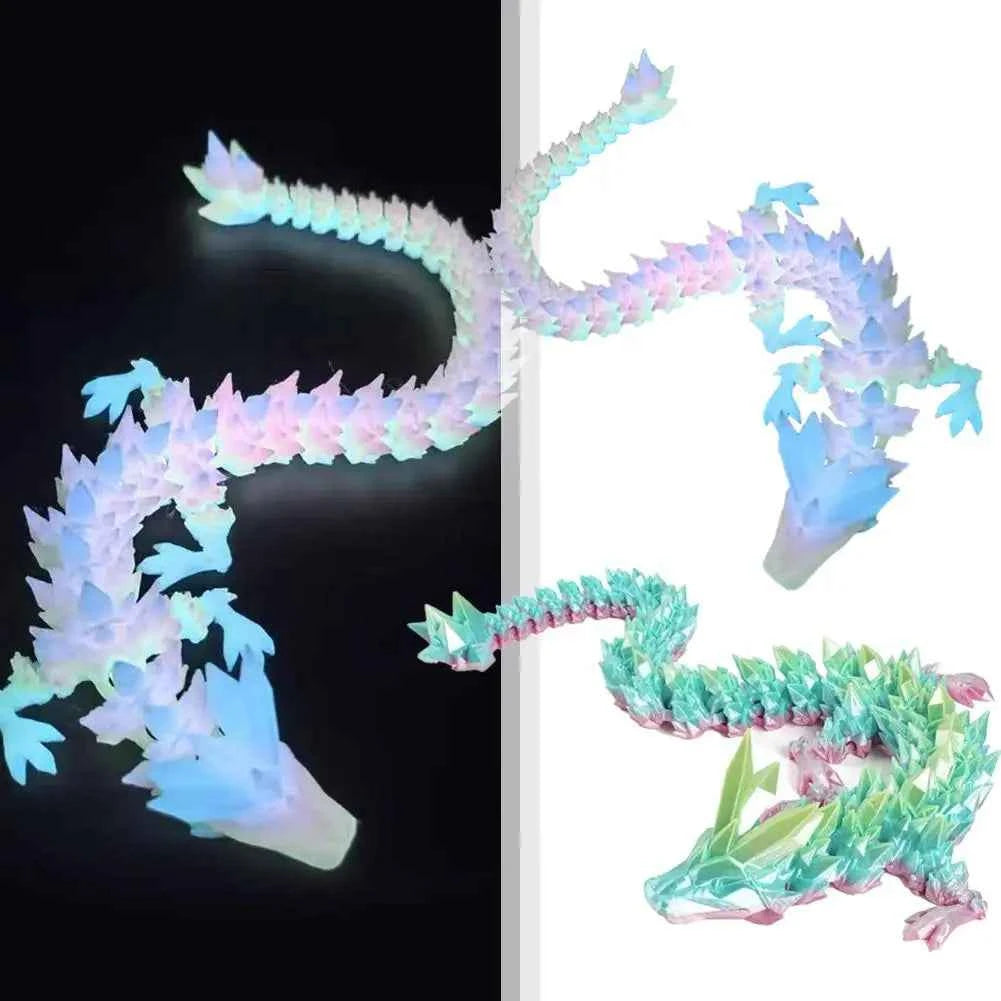 3D Printed Dragon toy Statue Cartoon Dragon Crafts for Home Decor decoracion Figurines Ornament Rotatable Articulated Dragon - Pedlar's Attic