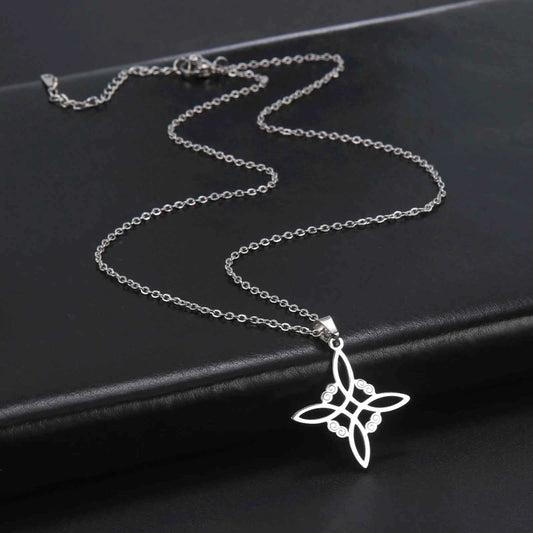LLL Skyrim Wicca Witchcraft Witch Knot Necklace Stainless Steel Choker Necklaces Vintage Amulet Supernatural Jewelry Gift for Wo