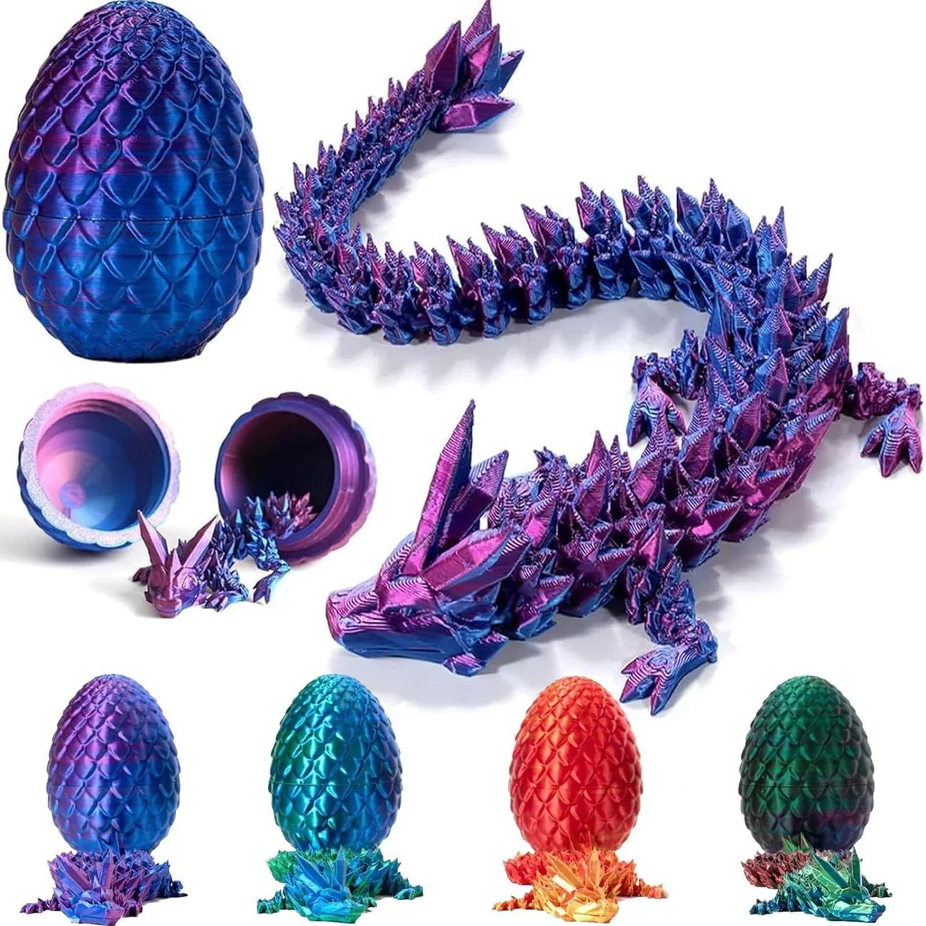 3D Printed Dragon Egg With Dragon Full Articulated Dragon Modle,Three-Dimensional Joint Movable Desktop Ornament Home Decor Toys