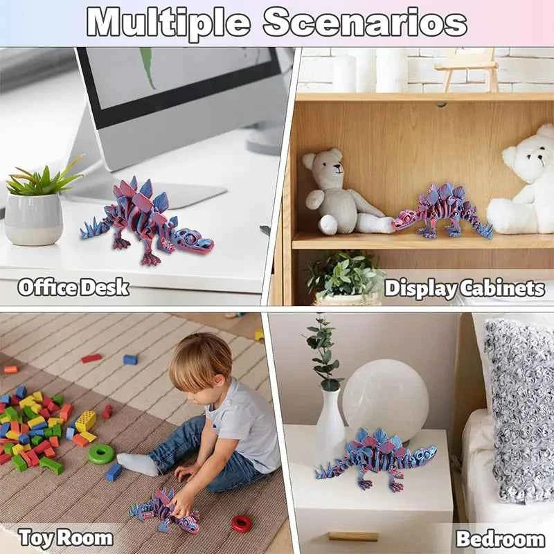 3D Printed Dragon Dinosaur Model Joints Can Move Freely Desktop Craft Ornament Gifts for Kids For Landscaping Decoration - Pedlar's Attic