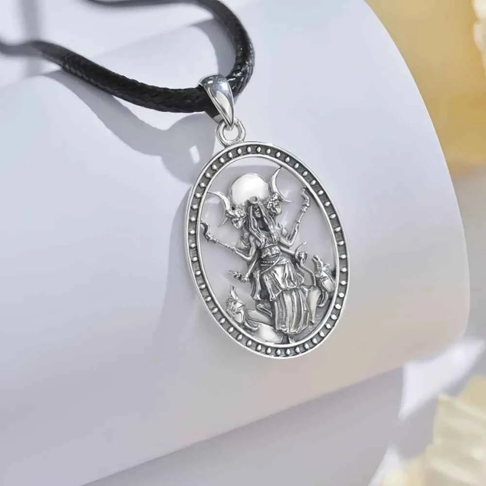 Triple Moon Goddess Hecate Pendant Neck Chain