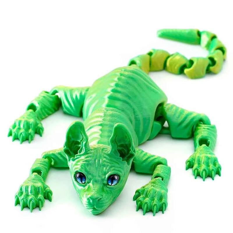 3D Printed Cat Animals Toy Realistic Hairless Figurine Articulated Cat Fidget Toy for Cat Lover Collector Home Decoration Toy - Pedlar's Attic