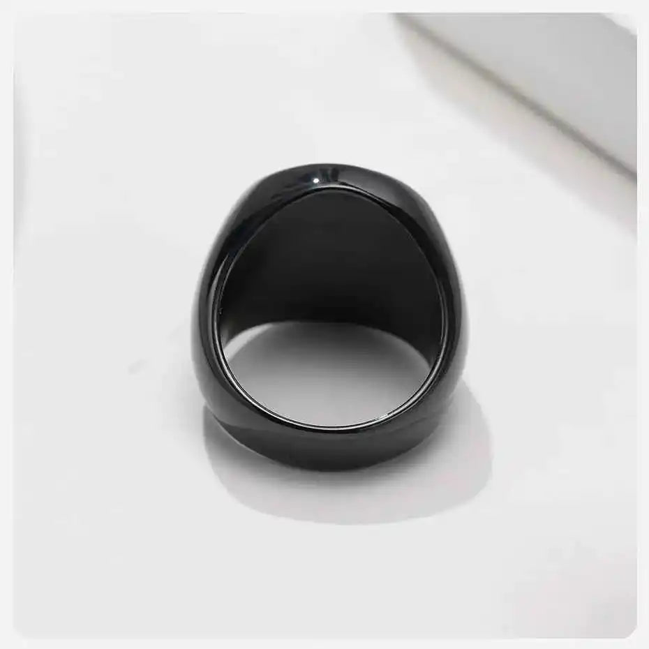 Vnox Seven Seals of Angels Rings for Men, Round Top Stamp Finger Band, Metatron Cube Stamp Ring, Chunky Punk Jewelry - Pedlar's Attic
