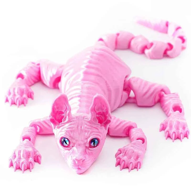3D Printed Cat Animals Toy Realistic Hairless Figurine Articulated Cat Fidget Toy for Cat Lover Collector Home Decoration Toy - Pedlar's Attic