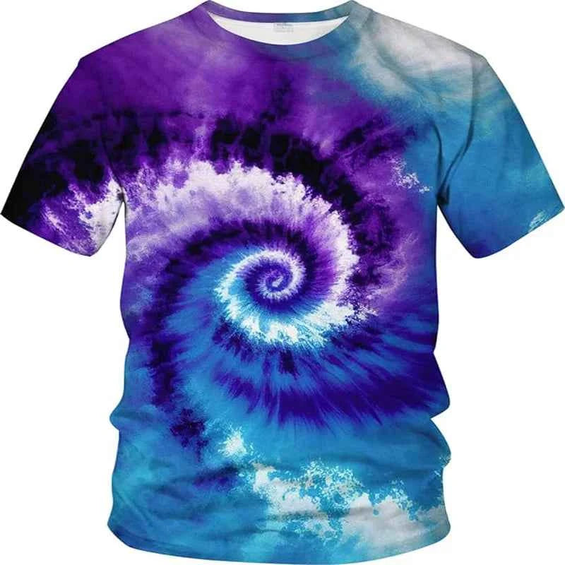 3D Printing Psychedelic T Shirt Neon Shirt Men And Women Gradient Color Tie-dye Pattern Tshirt O Neck Casual Short Sleeve Tops - Pedlar's Attic