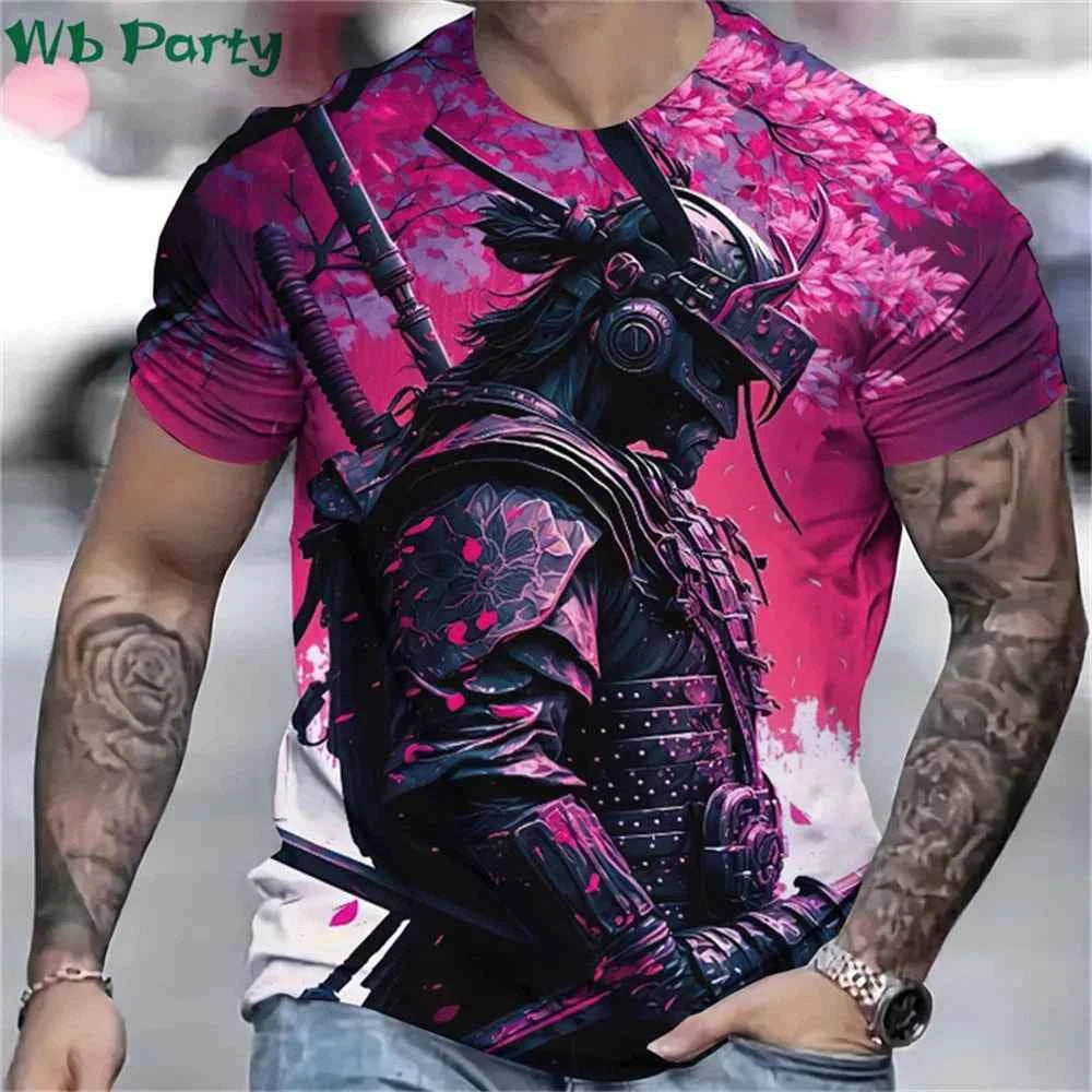 3D Printed Japan Samurai T shirt for Men - Pedlar's Attic