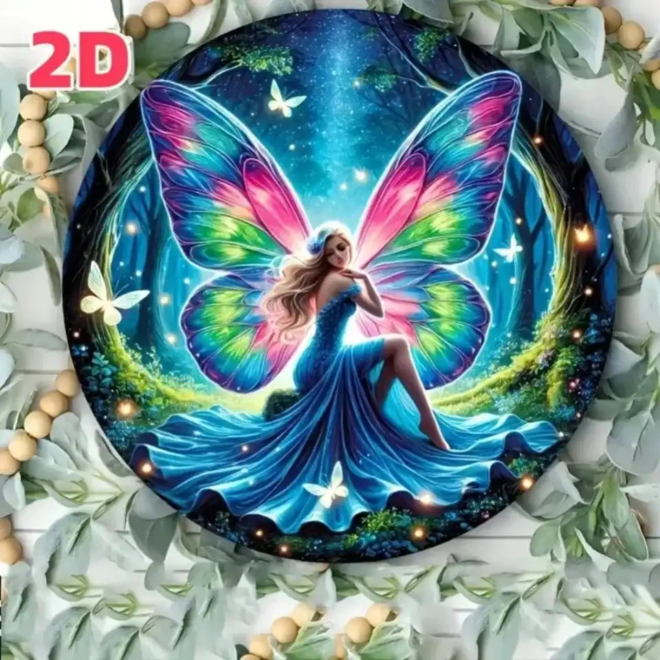 The Night the Stars Came Down — Fairy Forest Round Metal Wall Art