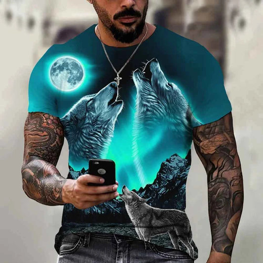 3D Wolf Print Harajuku Men's T-shirts 4