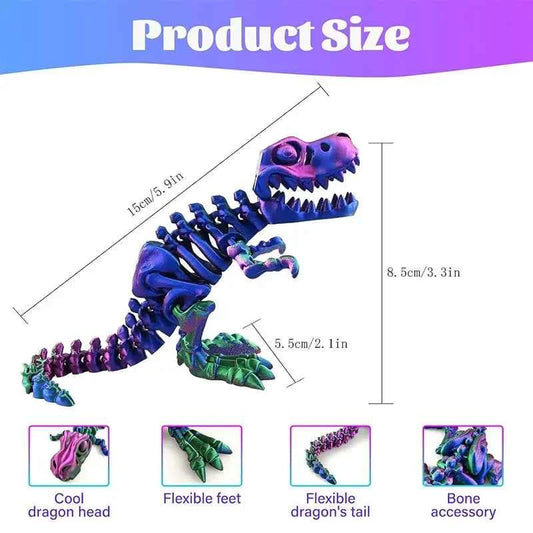 3D Printed Dragon Dinosaur Model Joints Can Move Freely Desktop Craft Ornament Gifts for Kids For Landscaping Decoration - Pedlar's Attic
