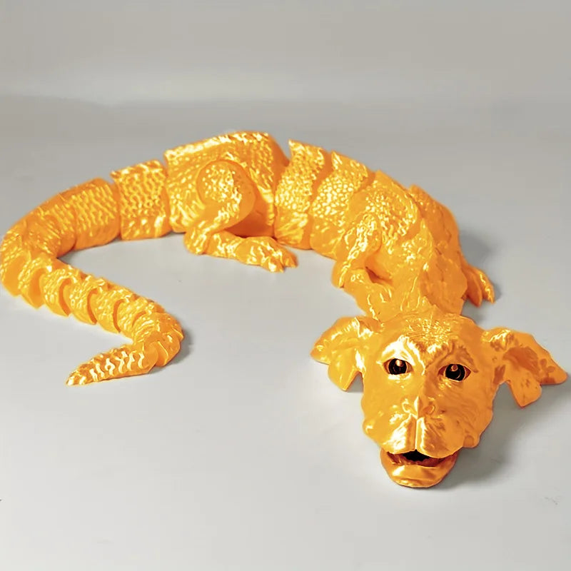 3D Printed Dog Dragon Rotatable Articulated Dog Dragon Joint Mobility Simulation Model Office Desktop Ornament Home Decor Gift