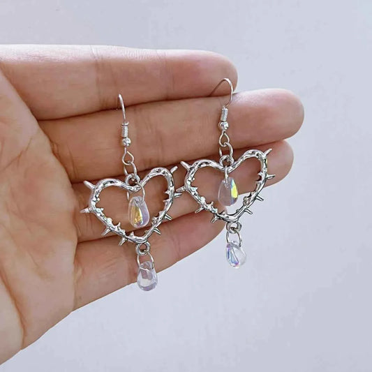 Heartbreaker Punk Gothic Earrings - Colorful Crystal Pendant Hooks for Women - Pedlar's Attic