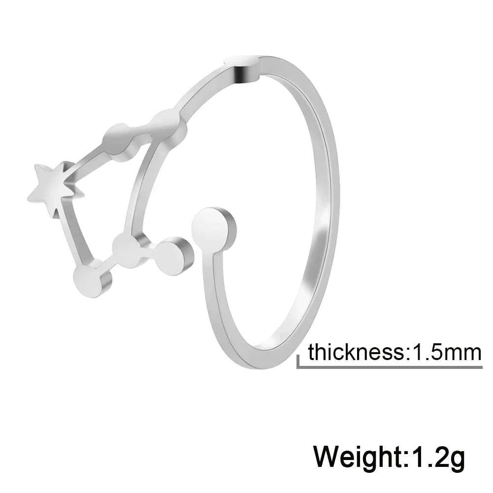 COOLTIME 12 Constellation Women's Ring Stainless Steel Zodiac Adjustable Rings Leo Virgo Libra Pisces Jewelry Birthday Gift