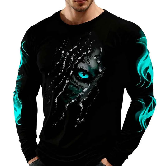 Men Clothing 3D Print Flame Scratch T-Shirt