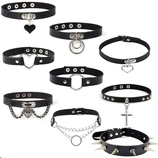 Woman Black Punk Choker Collars Necklaces huge variety