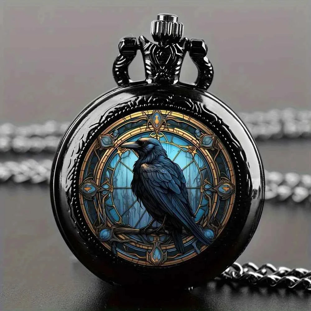 Vintage-Style Clever Crow Exquisite Pocket Watch