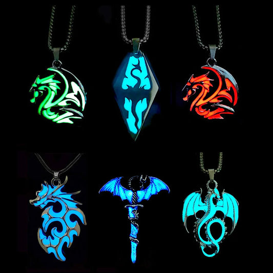 Luminous Alloy Dragon Pendant Glowing Necklace