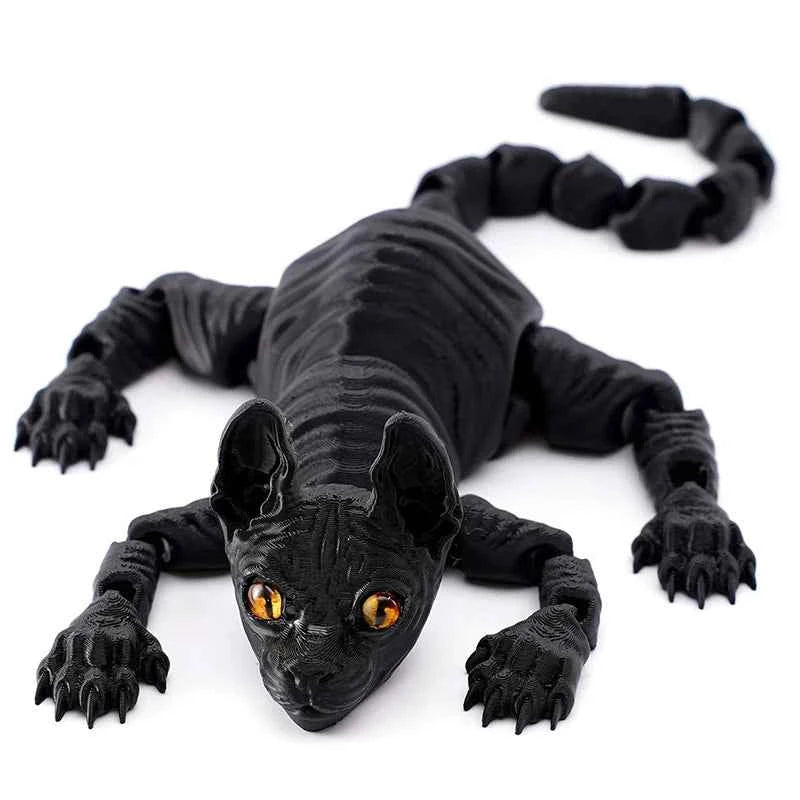 3D Printed Cat Animals Toy Realistic Hairless Figurine Articulated Cat Fidget Toy for Cat Lover Collector Home Decoration Toy - Pedlar's Attic