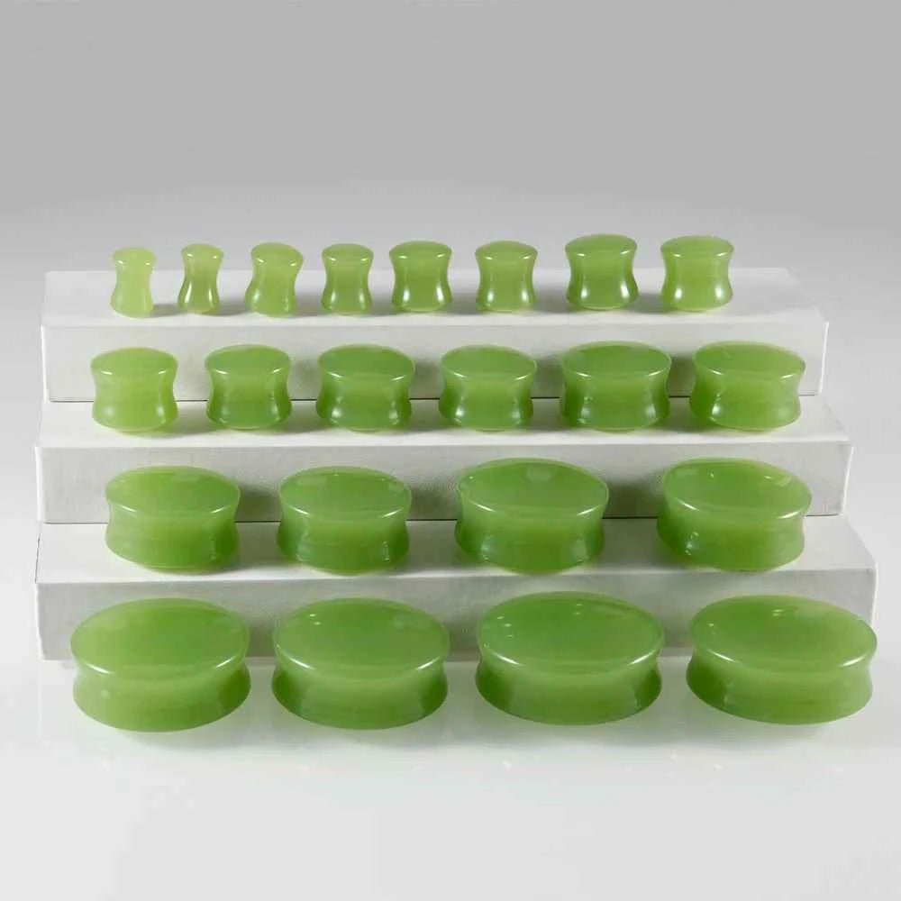 2PCS Fashin Waist Drum Green/Red Glass Ear Tunnel&Plugs Round Night Light Solid Ear Expander Strengthed Ear Weight Body Jewelry - Pedlar's Attic