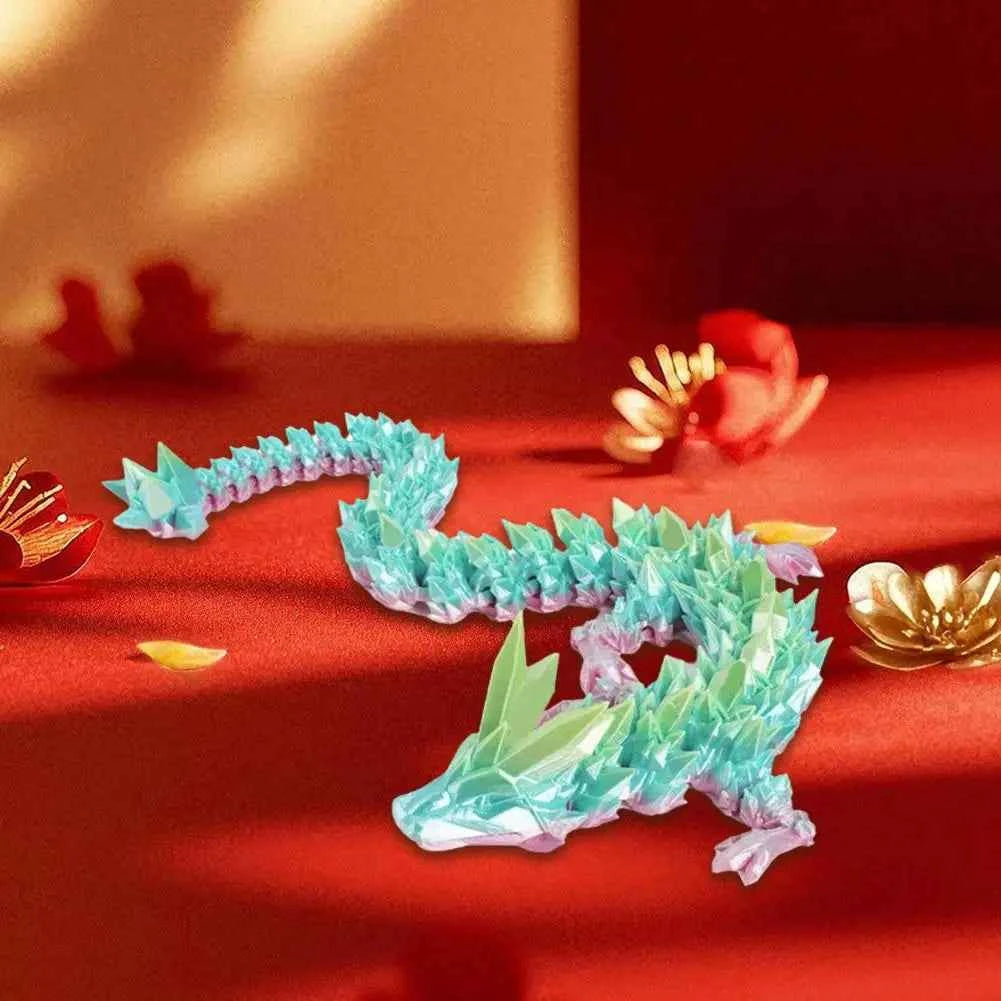 3D Printed Dragon toy Statue Cartoon Dragon Crafts for Home Decor decoracion Figurines Ornament Rotatable Articulated Dragon - Pedlar's Attic