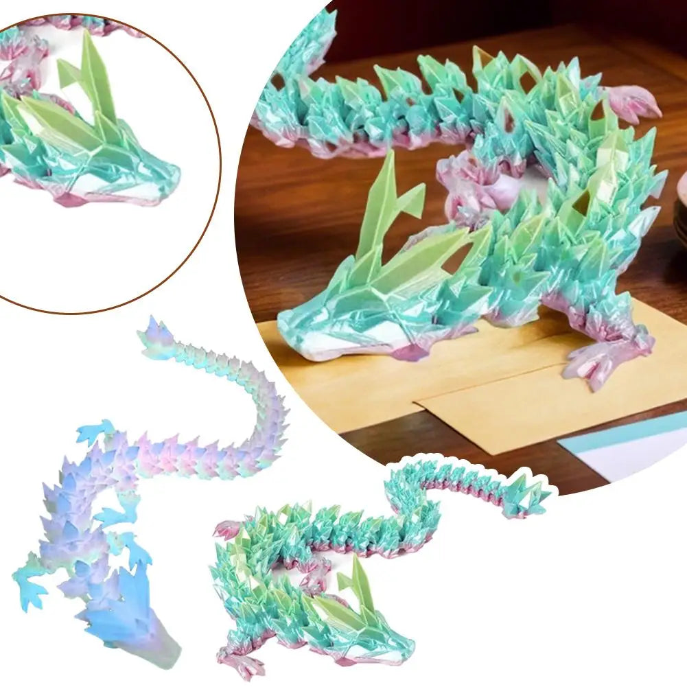 3D Printed Dragon toy Statue Cartoon Dragon Crafts for Home Decor decoracion Figurines Ornament Rotatable Articulated Dragon