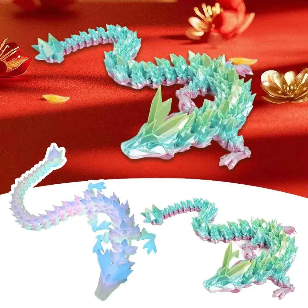 3D Printed Dragon toy Statue Cartoon Dragon Crafts for Home Decor decoracion Figurines Ornament Rotatable Articulated Dragon - Pedlar's Attic