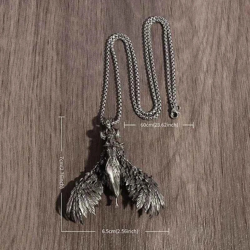 Gothic Evil Angel Witch Devil Pendant Necklace for Men and Women Punk Personality Trendy Cool Jewelry Gift