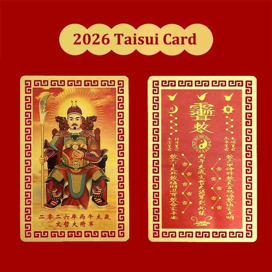 2026 Tai Sui Amulet Card Feng Shui Prayer Gold Card Exorcism Protection Buddha Gift Amulet Safe Bring In Wealth And Treasure