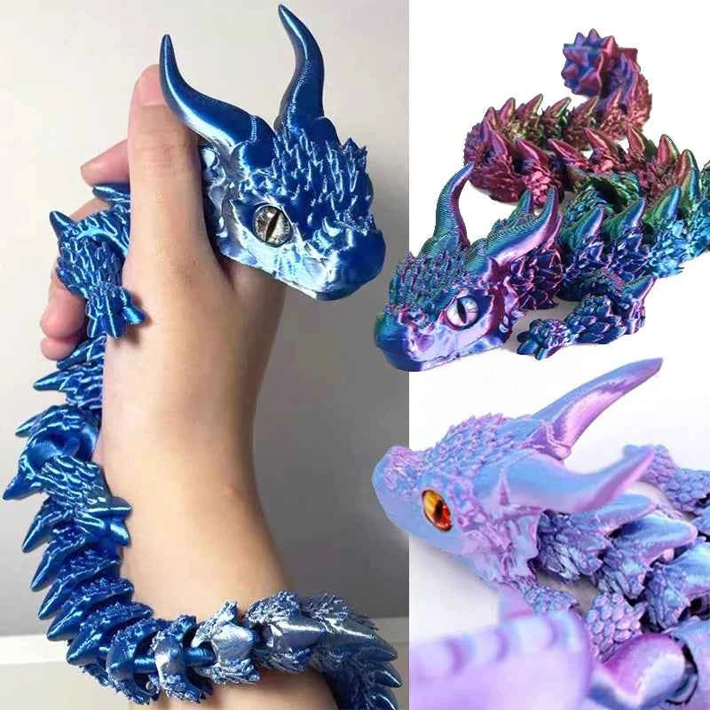3D Printed Magic Dragon Movable Joint  Toy Rotatable Articulated Office Desktop Ornament Adults Kid Toy Crafts Gift - Pedlar's Attic