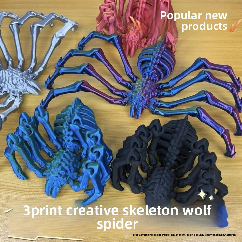 3D - Printed Large Spider Toy Movable Joints Flexible Stretch Design Scary Ornament for Party Deco Home Decor Novelty Toys