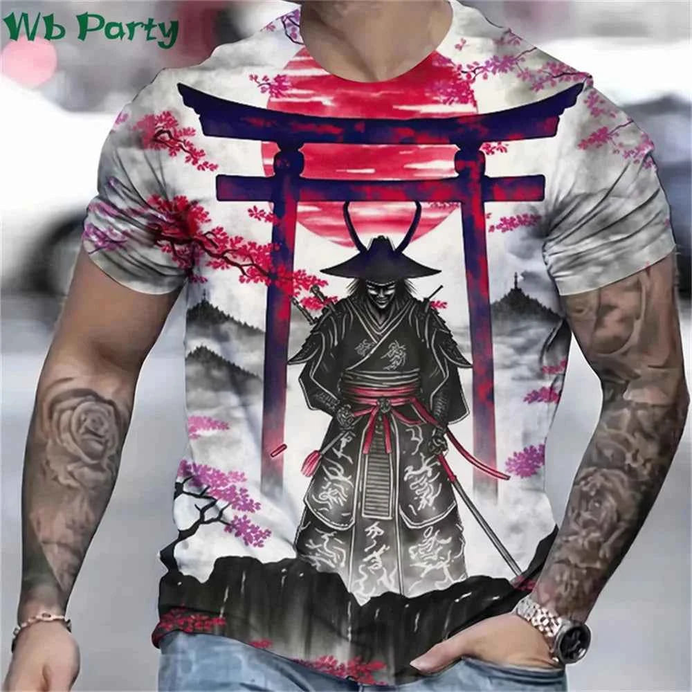 3D Printed Japan Samurai T shirt for Men - Pedlar's Attic