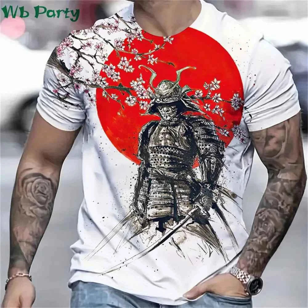 3D Printed Japan Samurai T shirt for Men - Pedlar's Attic