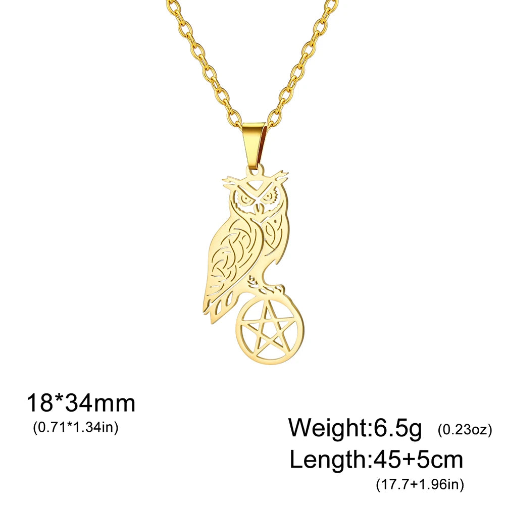 The Owl Pentacle — Stainless Steel Totem Necklace