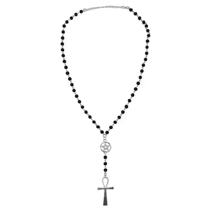 The Old Agreements — Ankh & Pentagram Wiccan Rosary Necklace